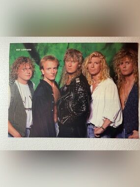 Def Leppard Band Pinup - Green Background